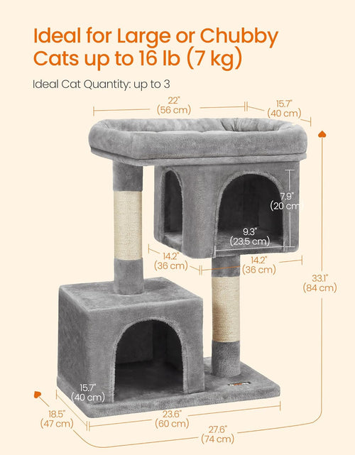 Load image into Gallery viewer, Cat Tree for Large Cats, Cat Tower 2 Cozy Plush Condos and Sisal Posts
