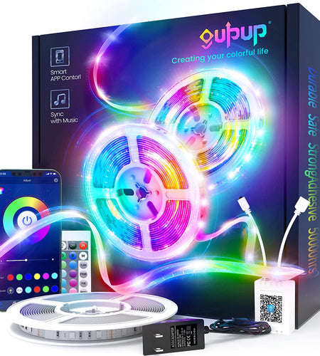 50 FT LED Strip Lights,Bluetooth LED Lighting for Bedroom, Color Changing Light Strip with Music Sync, Phone Controller and IR Remote(App+Remote +Mic)