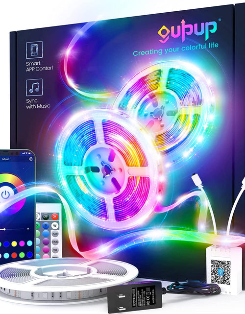 Load image into Gallery viewer, 50 FT LED Strip Lights,Bluetooth LED Lighting for Bedroom, Color Changing Light Strip with Music Sync, Phone Controller and IR Remote(App+Remote +Mic)
