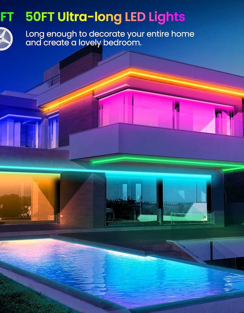 Load image into Gallery viewer, 50 FT LED Strip Lights,Bluetooth LED Lighting for Bedroom, Color Changing Light Strip with Music Sync, Phone Controller and IR Remote(App+Remote +Mic)
