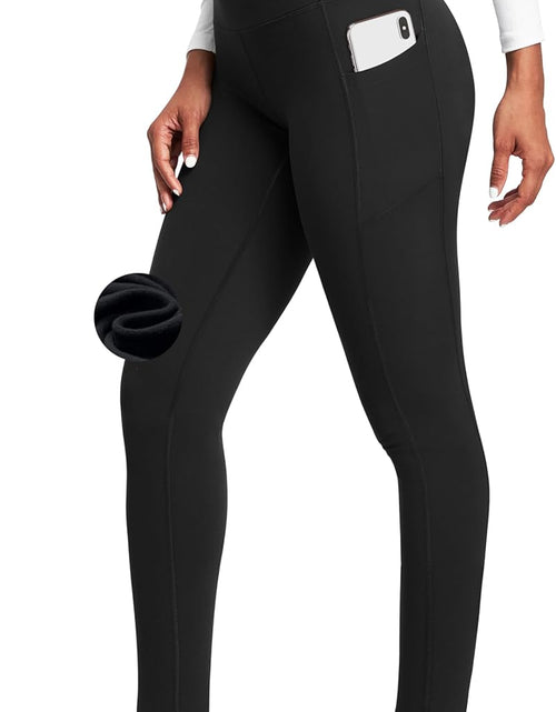 Load image into Gallery viewer, Fleece Lined Leggings with Pockets for Women Thermal Leggings Warm Leggings Women Winter High Waisted Yoga Pants
