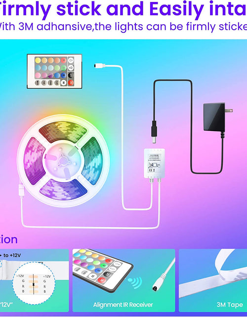 Load image into Gallery viewer, 50 FT LED Strip Lights,Bluetooth LED Lighting for Bedroom, Color Changing Light Strip with Music Sync, Phone Controller and IR Remote(App+Remote +Mic)

