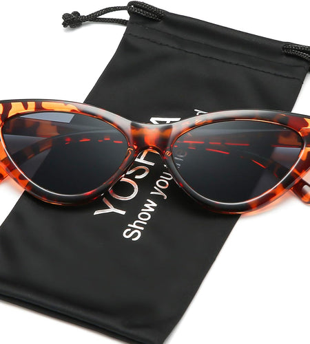 Retro Vintage Narrow Cat Eye Sunglasses for Women Clout Goggles Plastic Frame