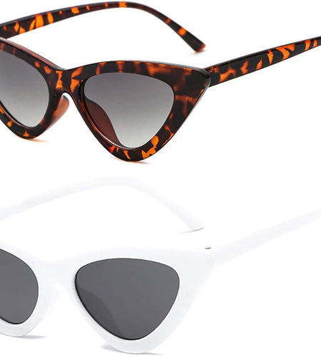 Retro Vintage Narrow Cat Eye Sunglasses for Women Clout Goggles Plastic Frame