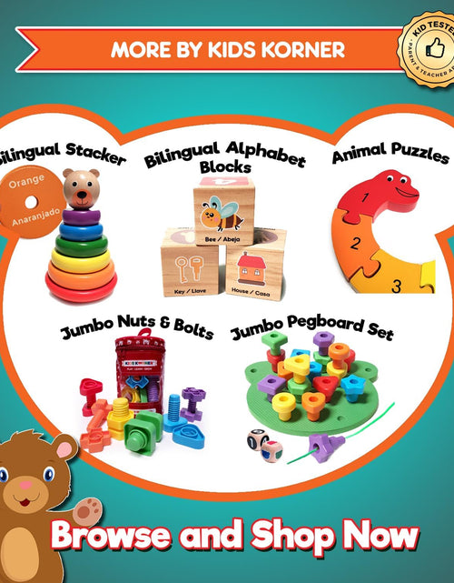 Load image into Gallery viewer, Jumbo Counting Bears Matching Game - Montessori Fine Motor Learning Toys with Stacking Cups, 60 Preschool Math Manipulatives, 2 Toddler Games Dice, Toy Storage &amp; Activities Ebook
