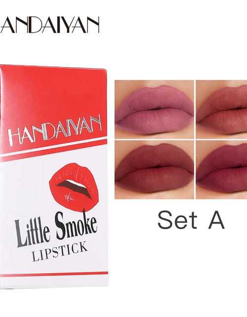 Load image into Gallery viewer, Creative Cigarette Lipstick Set 4 Colors Matte Long Lasting Waterproof Matt Lip Stick Tube Nude Red Lips Makeup
